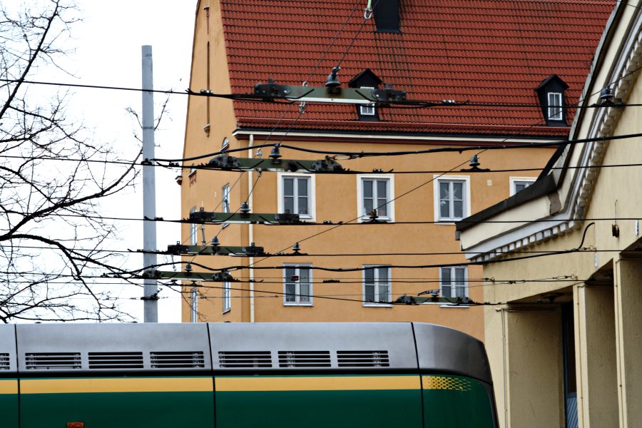 A tram's rear at Vallila tram halls