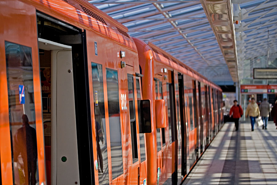 A subway train at Vuosaari station