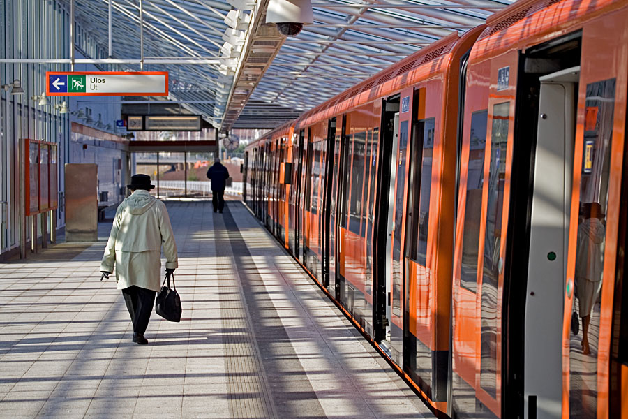 A subway train at Vuosaari station