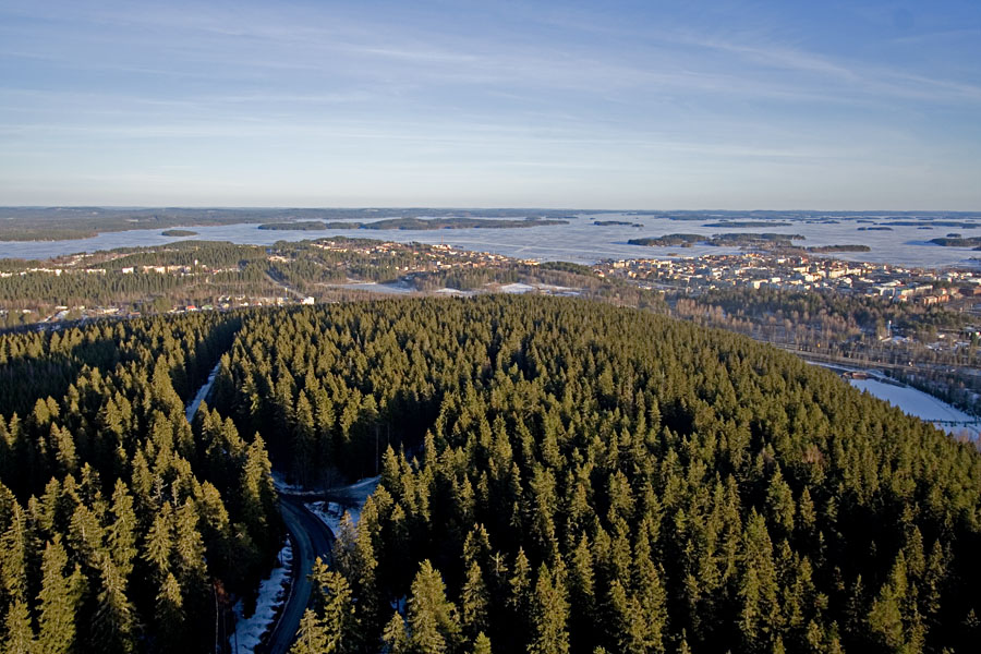 Puijo hill, city of Kuopio and lake Kallavesi