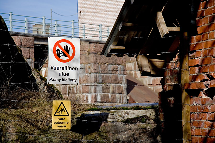 Warning signs at Korkeakoski power plant