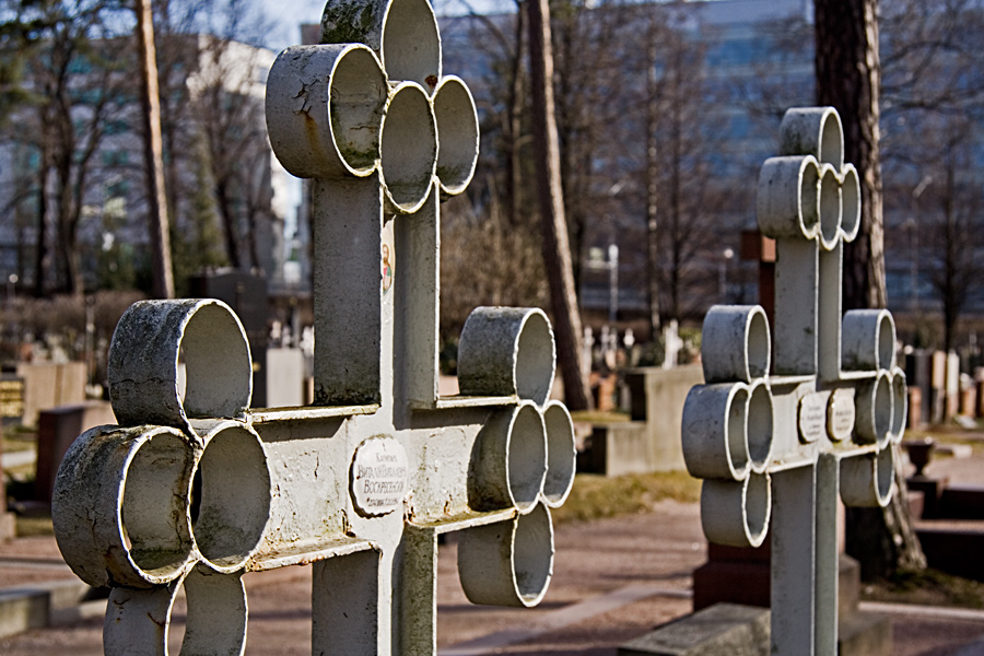 A grave cross at the orthodox cemetery