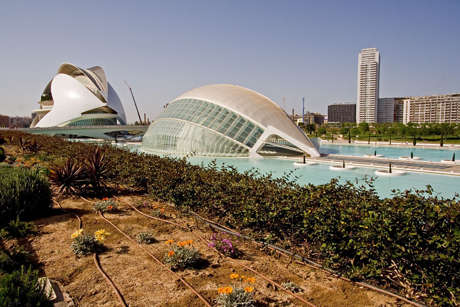 The planetarium and the opera house at the art and science center