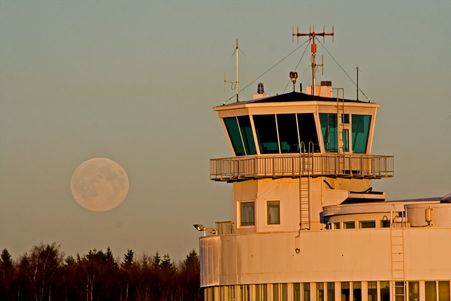 Helsinki-Malmi airport at full moon