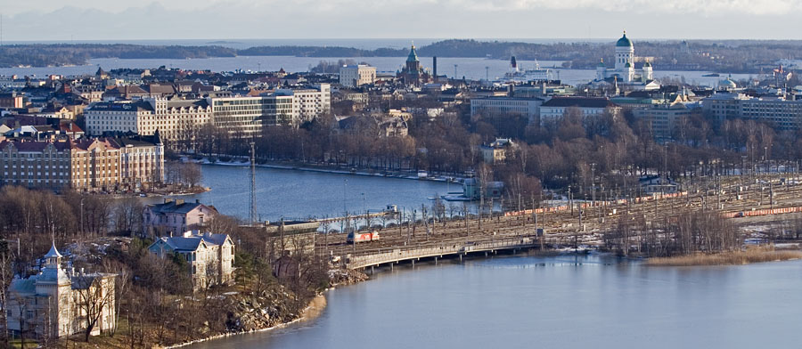 Nkym stadionin tornista Linnunlaulun ja Kruununhaan suuntaan