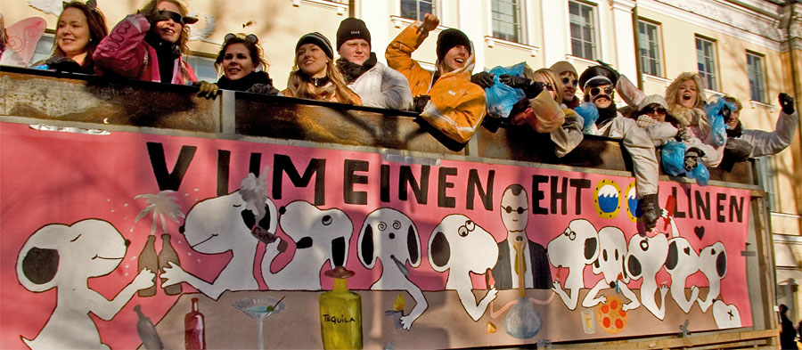 College students celebrating the abitur
