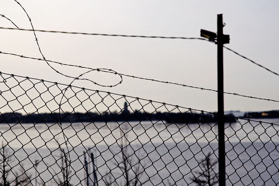 Barbed wire fence