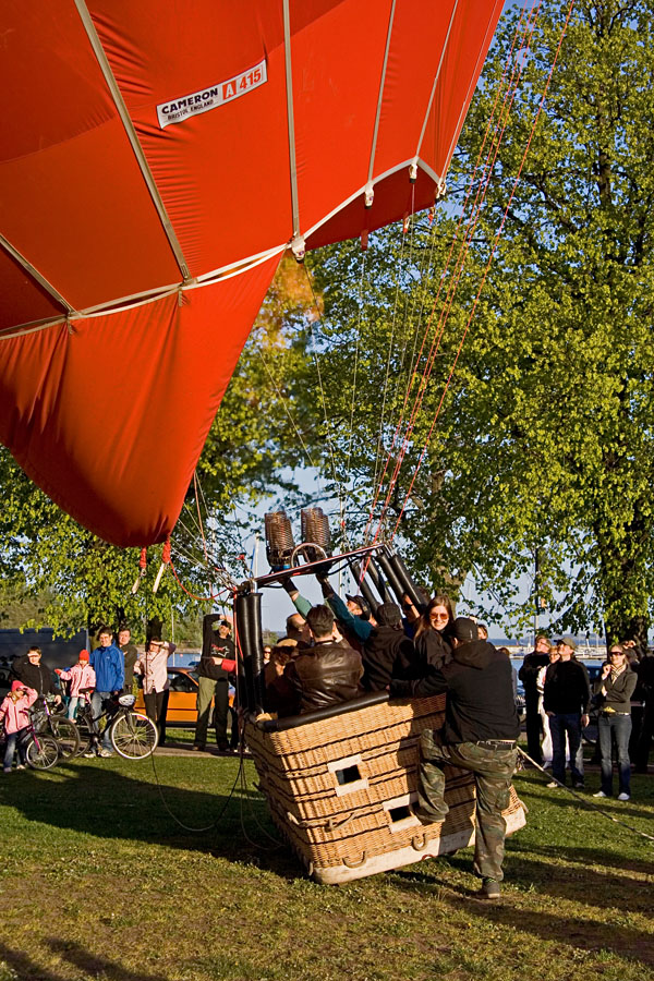 Hot-air balloon taking off