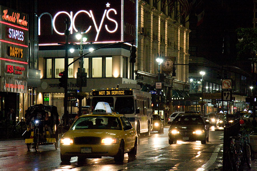 Traffic in front of Macy's department store