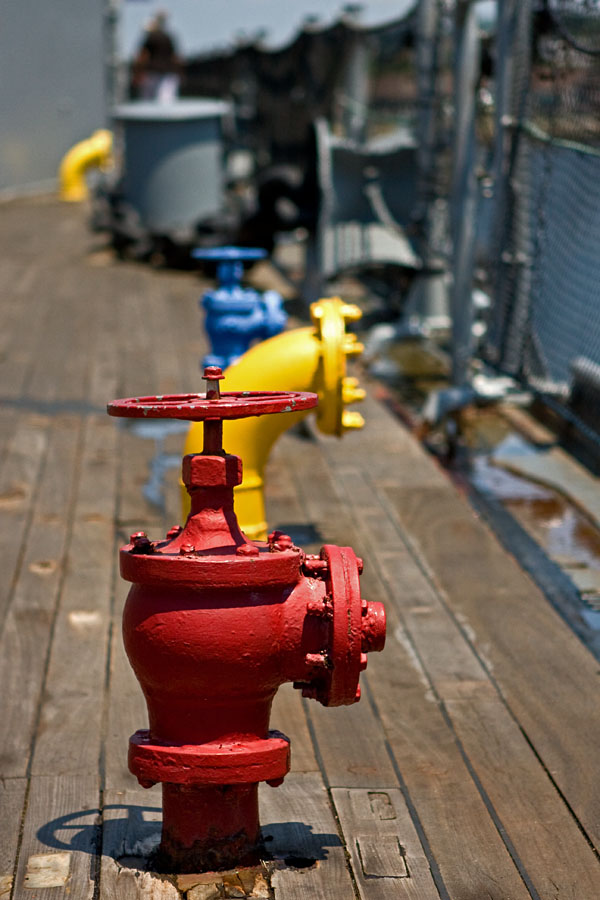 Pipes on the deck of USS Massachusetts