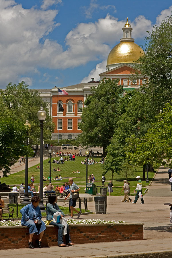 Boston Common and the Massachusetts state house