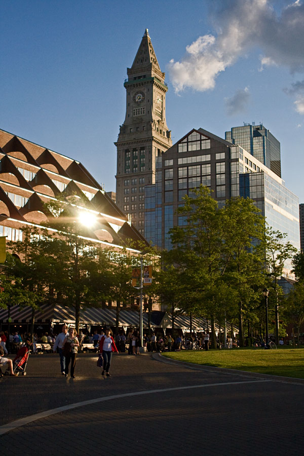 Christopher Columbus park and the Custom House Tower