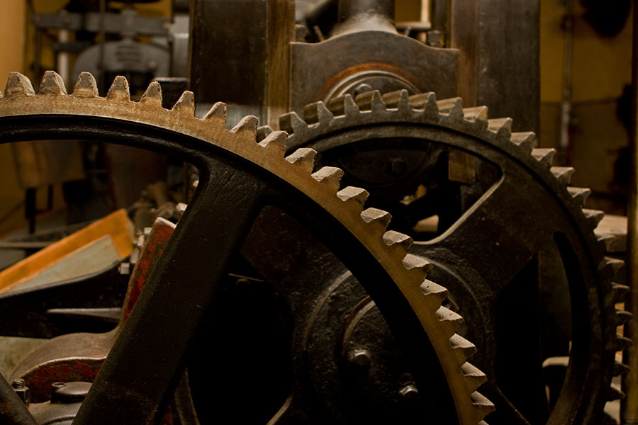 Cogwheels at Verla paperboard factory