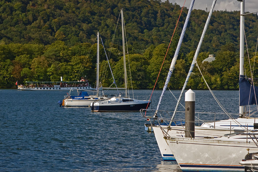 Sailboats in a marina at Lake Windermeere