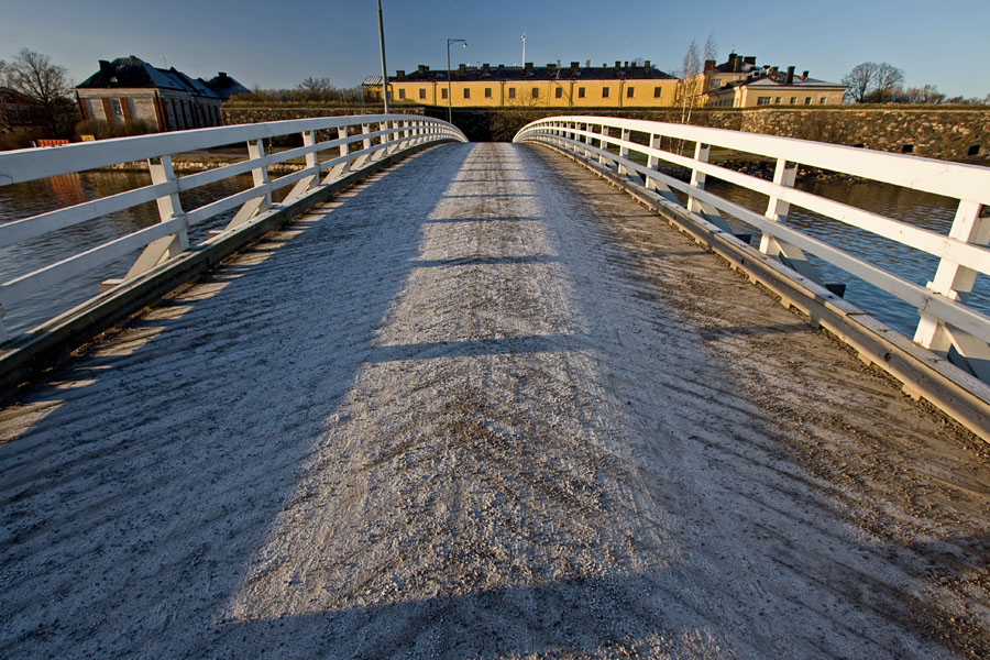 Bridge to Pikku-Musta island, the Finnish naval academy in the background