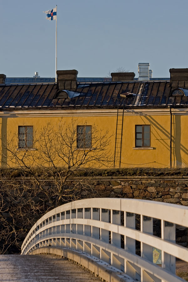 Bridge to Pikku-Musta island, the Finnish naval academy in the background