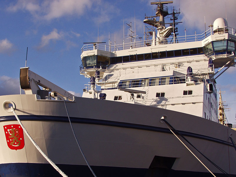 The Finnish seal in the icebreaker Otso's bow