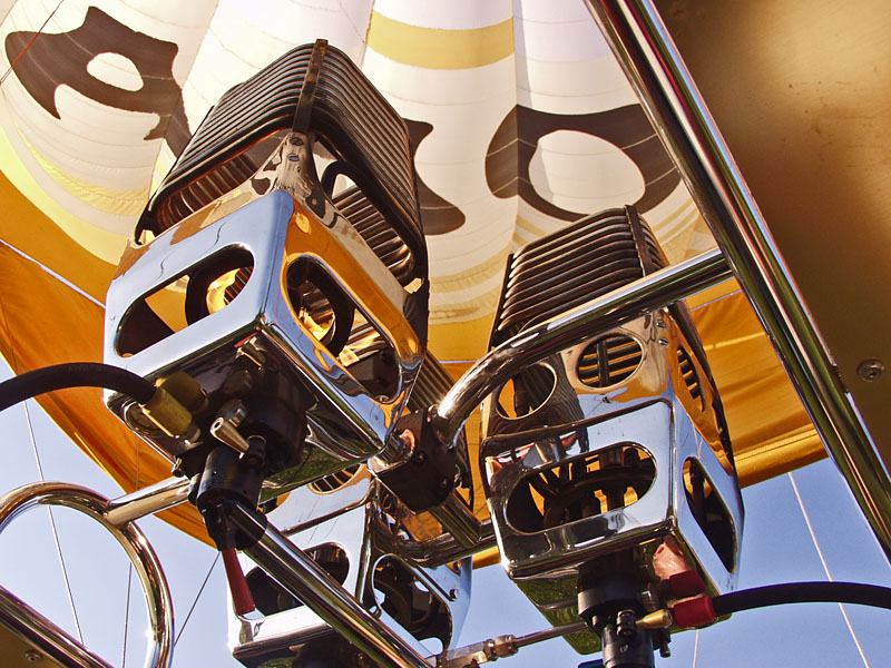 Gas burners in a hot air balloon