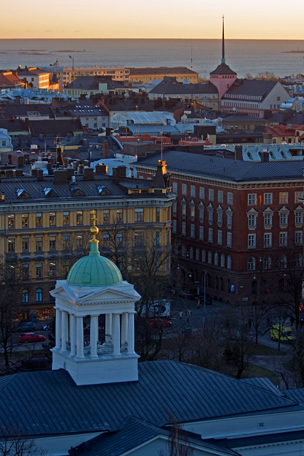 The tower of the Old church, Southern Helsinki in the background