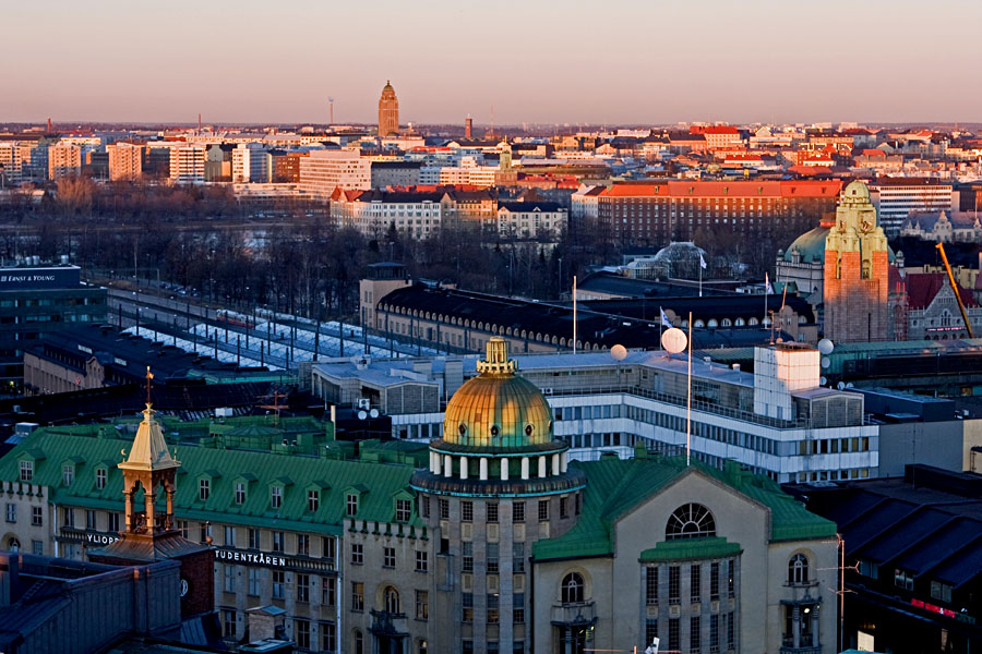 The new undergraduate building and other buildings in downtown Helsinki