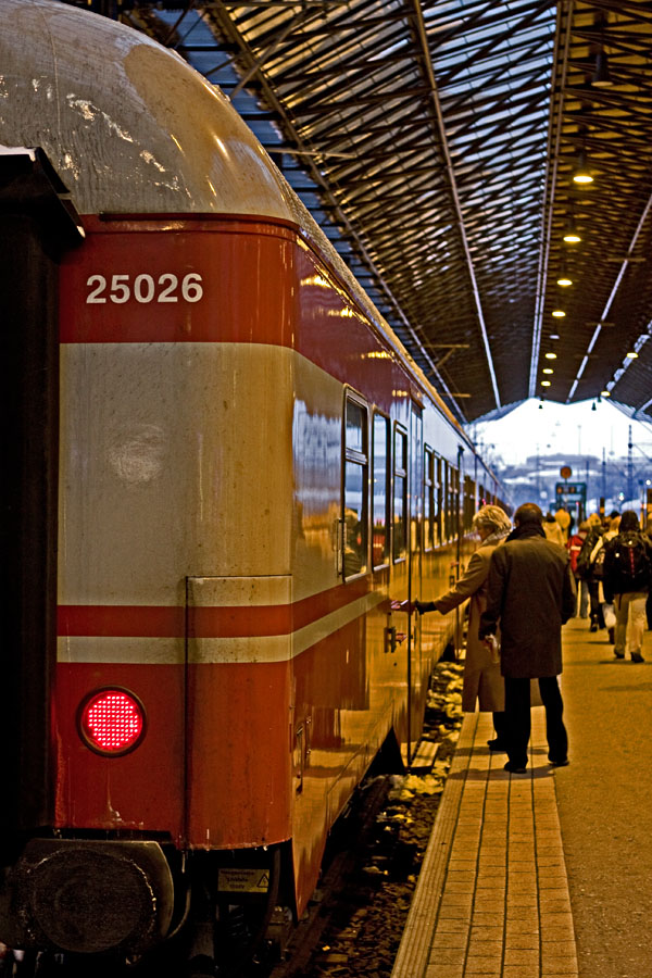 Passengers boarding a train