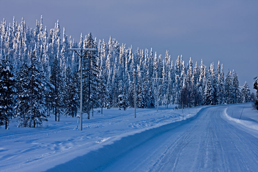 A snowy Virkkulantie road