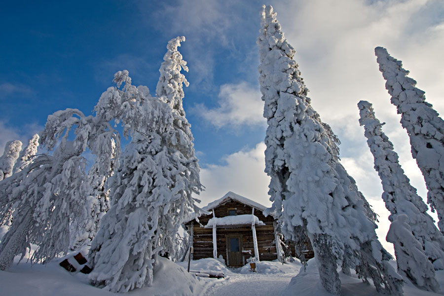 Hirsirakennus Kumpuvaaran laella