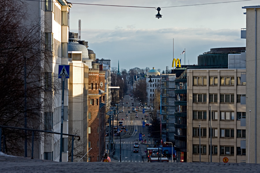 View to Siltasaarenkatu street from Kallio church