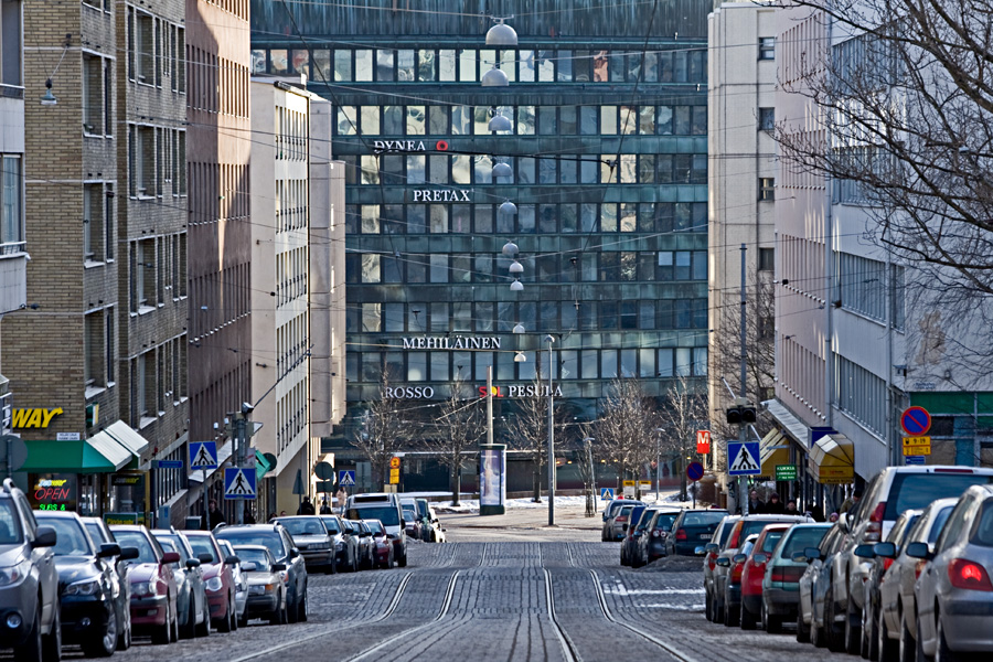 Porthaninkatu street seen from Kallio public library