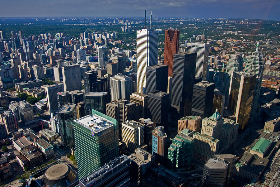 View from the CN Tower towards Toronto city center