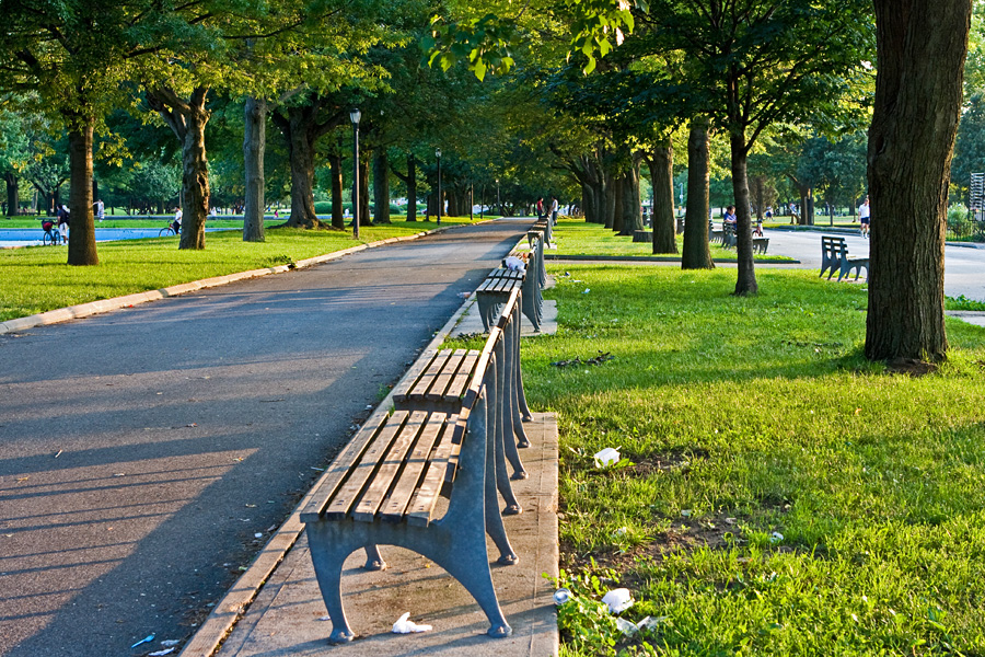 Benches at Flushing Meadows park