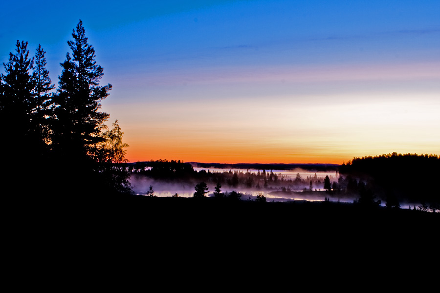 The foggy Ulkkajoki river at dawn