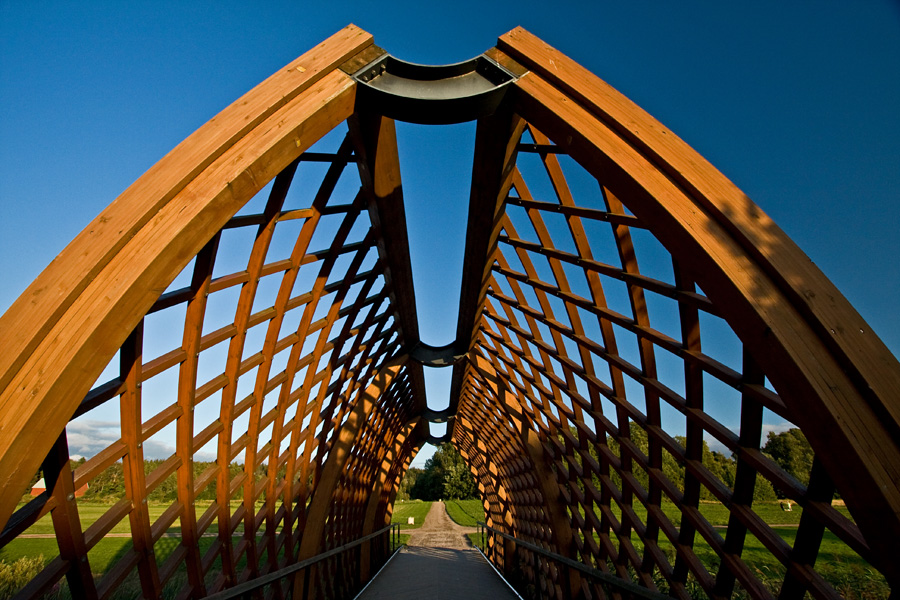 A pedestrian bridge over Viikinoja