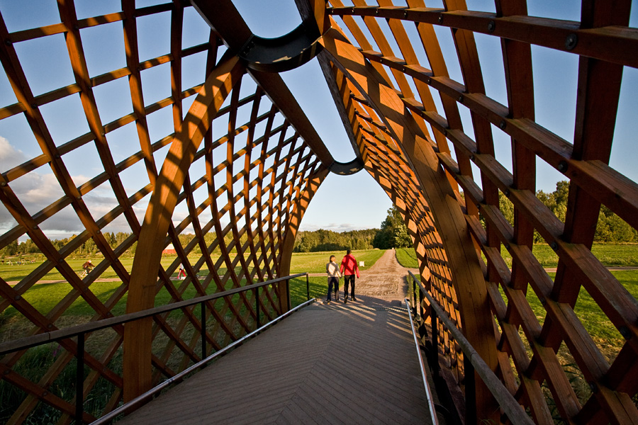A pedestrian bridge over Viikinoja