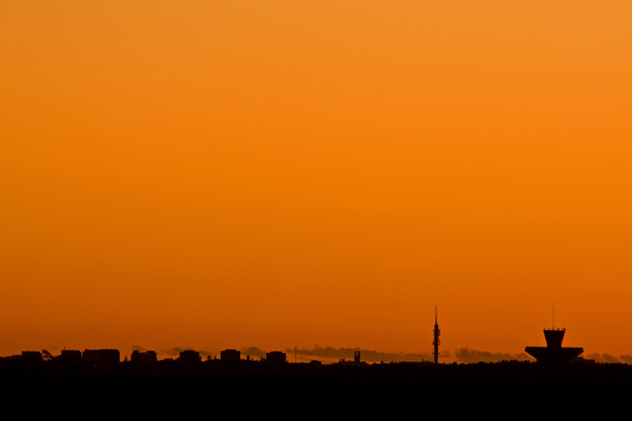 Helsinki silhouette: Linnanmki amusement park, Iso Paja, Pasila transmission tower and Myllypuro water tower