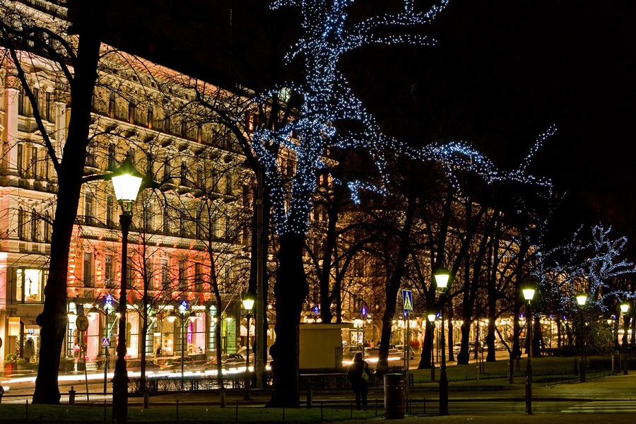 Illuminated trees at Esplanadi park