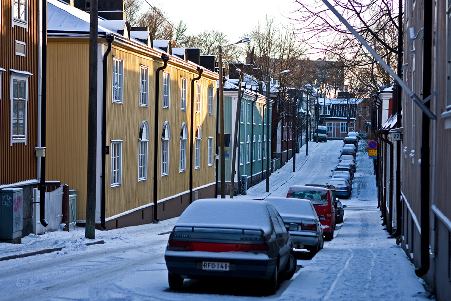 Wooden apartment buildings at Vanajantie