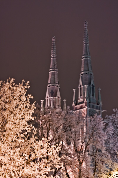 A frozen Johanneksenkirkko church
