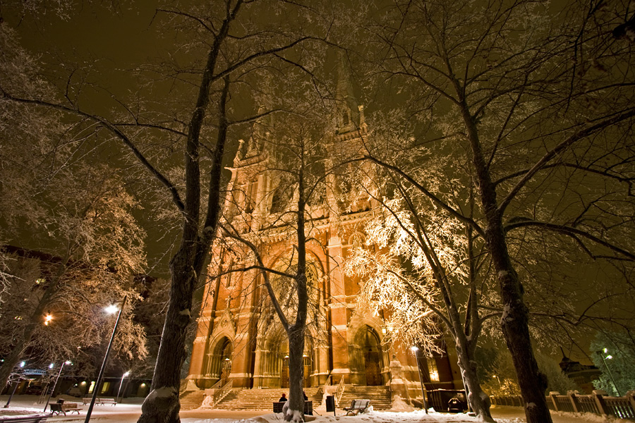 A frozen Johanneksenkirkko church