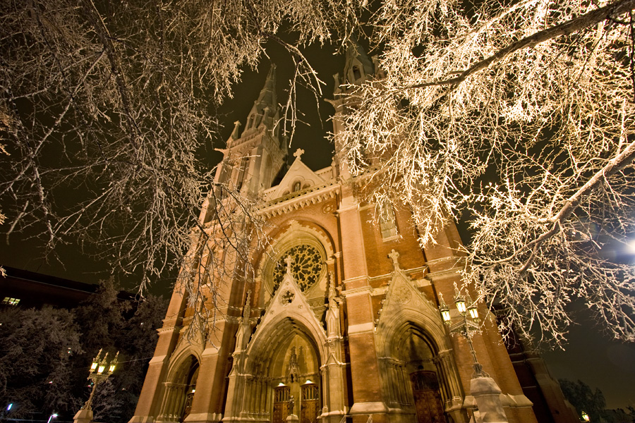 A frozen Johanneksenkirkko church