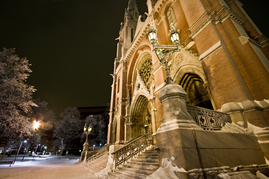 A frozen Johanneksenkirkko church