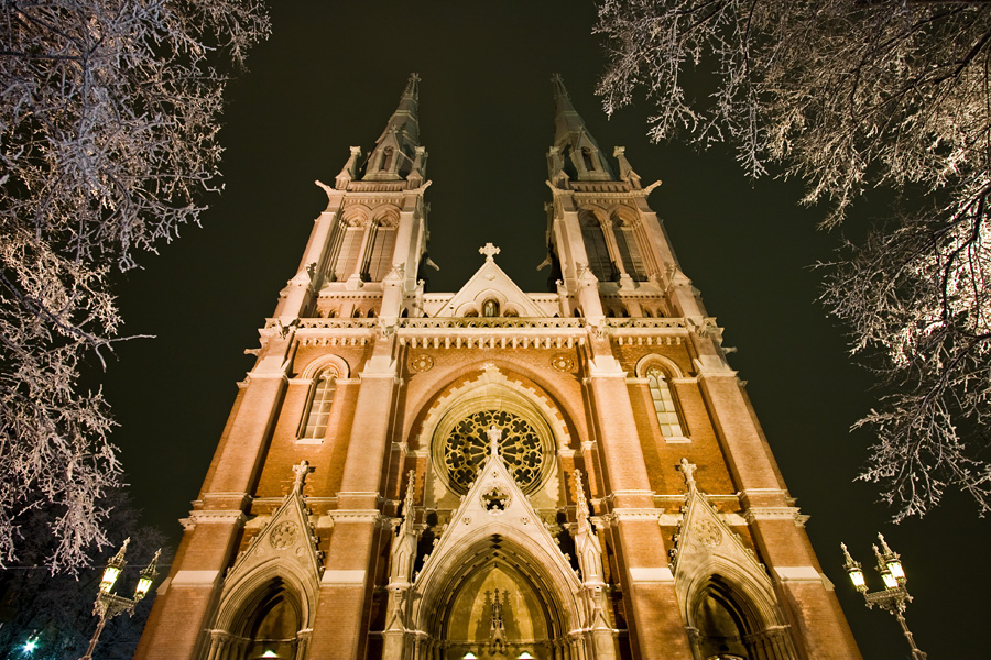 A frozen Johanneksenkirkko church