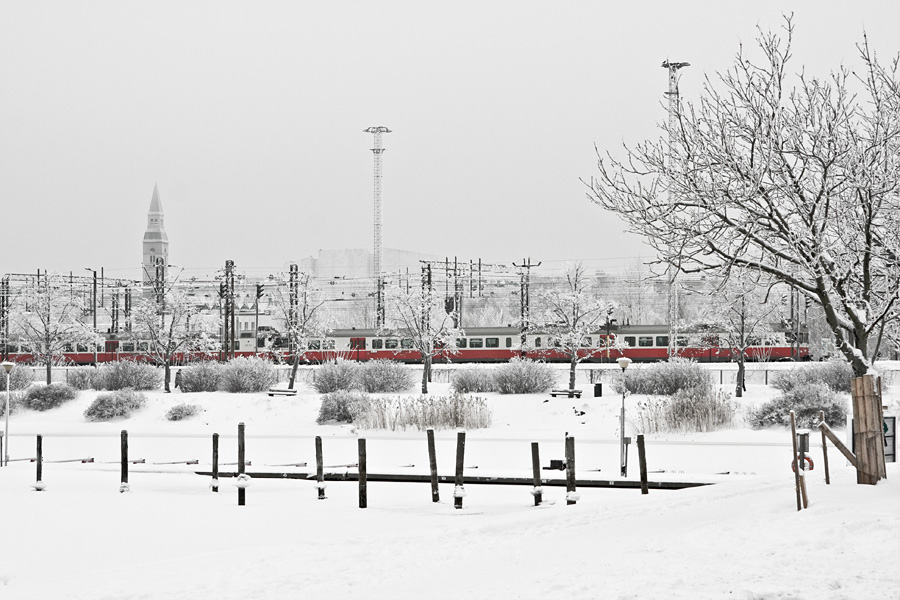 Tokoinranta, Helsinki railway yard, the tower of the Finnish national museum and Finlandia house