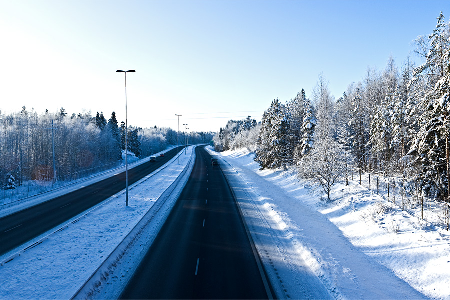 A highway in winter