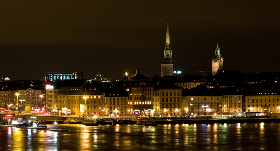 Stockholm's old city at night