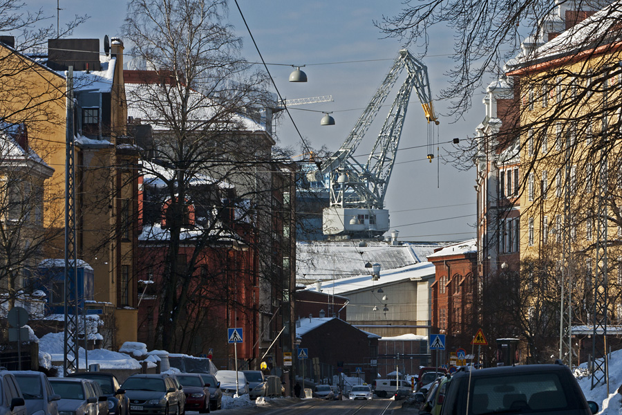 A crane at the end of Tehtaankatu